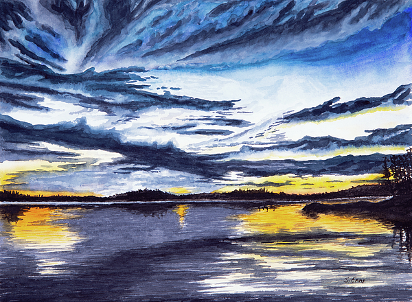stephenkemms's tweet photo. New artwork for sale! - "French Lake Sunset Painting" - https://t.co/YzuI3X6Fsd @fineartamerica https://t.co/VDD3MIHZm0