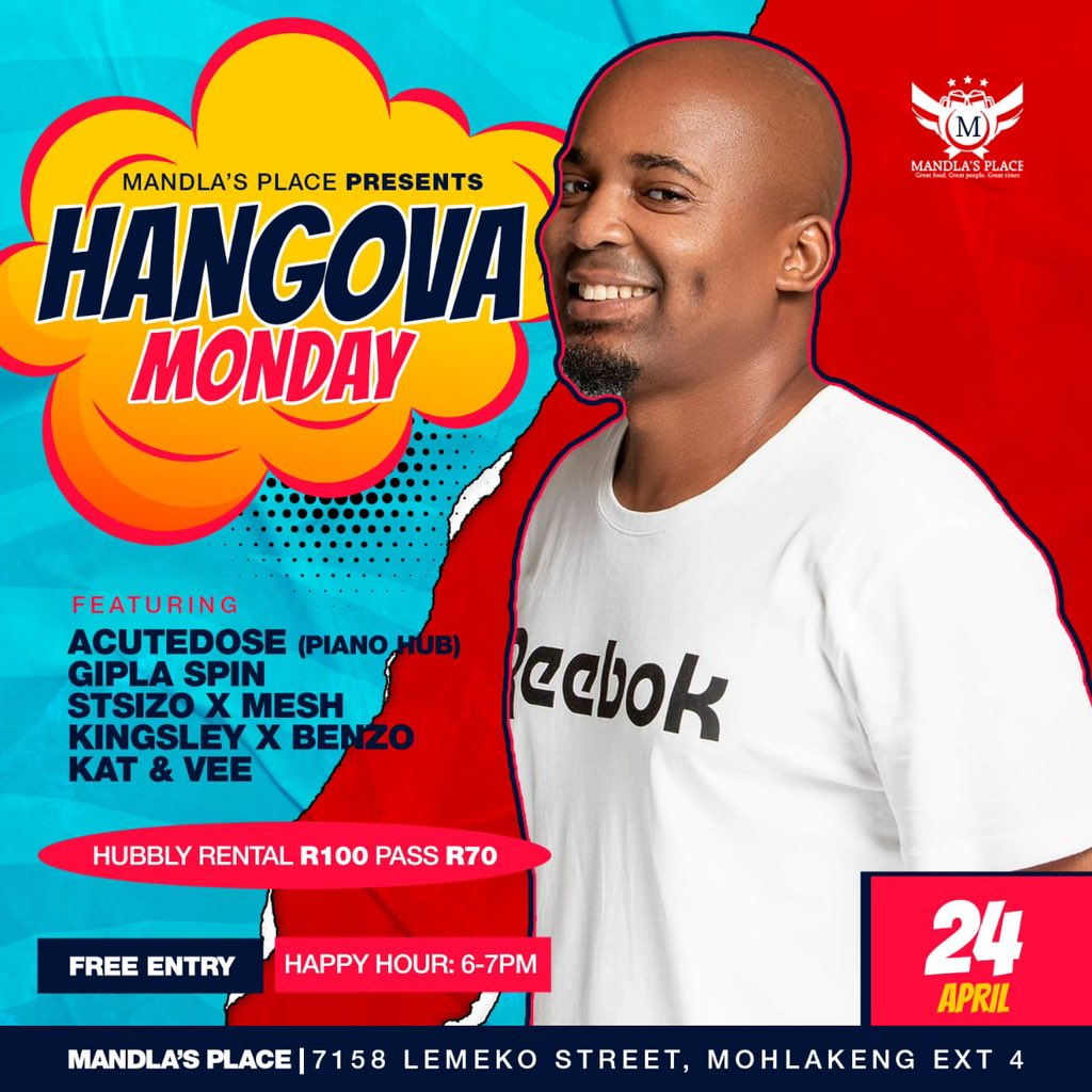 DeejayKingsley's tweet photo. Mon 24th Apr we rock the dance floor at #MandlasPlace (Mohlakeng, Ext.4) in another thrilling episode of #HangoverMonday πππΎπΊπΎπ₯π―π»π₯πΎπ·π₯ https://t.co/IBwmbXLV5h
