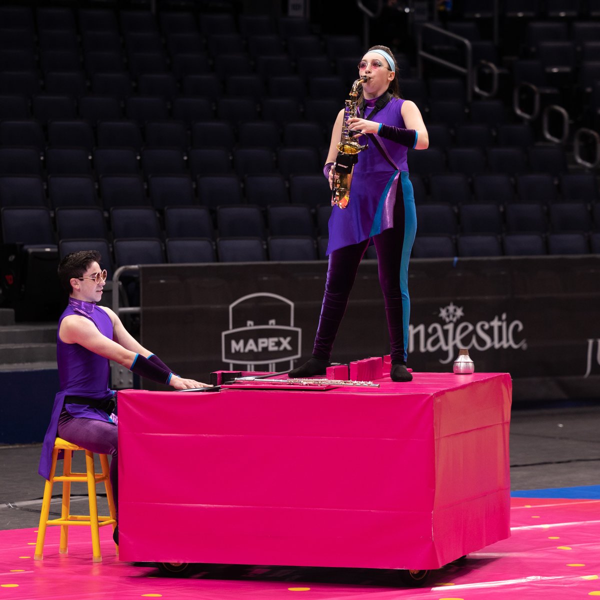 FloMarching's tweet photo. Winds action is rollin' along this afternoon 😎 #WGI2023 #WGIwinds https://t.co/0JdepYv0f9