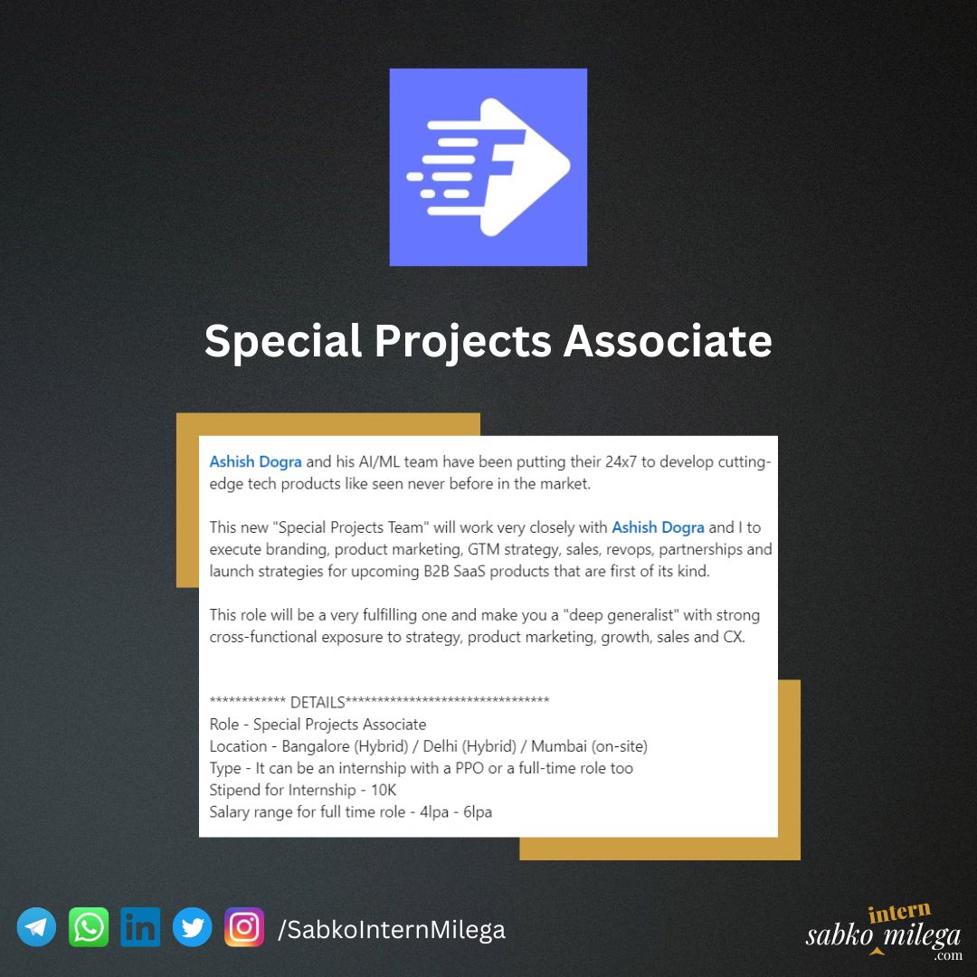 Fastjobs[dot]io | Special Projects Associate

Link in comment 👇

#internship #sabkointernmilega