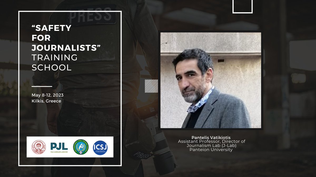 ipjlab's tweet photo. 📌 Meet the speakers of the "Safety for Journalists - Training School"  
𝑫𝒓 𝑷𝒂𝒏𝒕𝒆𝒍𝒊𝒔 𝑽𝒂𝒕𝒊𝒌𝒊𝒐𝒕𝒊𝒔, Assistant Professor, Director of Journalism Lab (J-Lab) Panteion University.
Apply now: https://t.co/t4jIknVGaS 
#sfj #safetyofjournalists #warzones #pjl #mpsotc https://t.co/6JrWPJvU1L