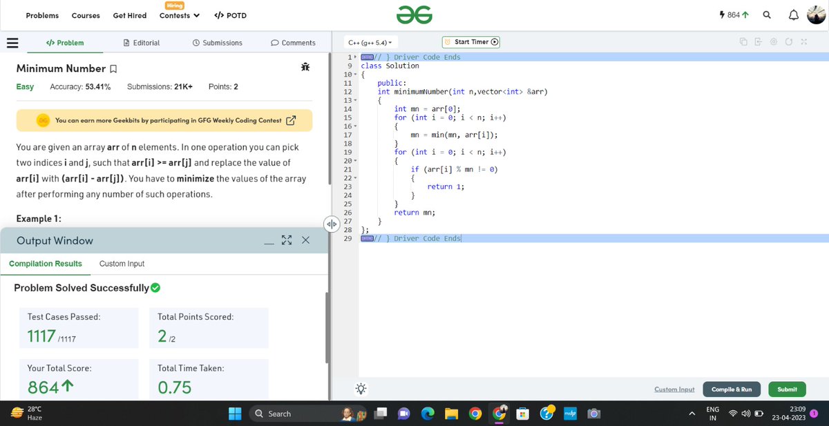 codewithsep's tweet image. Hello Folks,
I have completed #Day19 of #25 Days of Code Program with
@scaler_official
Today's question - Minimum Number in geeksforgeeks
Discord Community: discord.gg/scaler
Partner: Shiva Kumar#7768
#scalerdiscord #codewithscaler #scaleracademy #scaler25doc