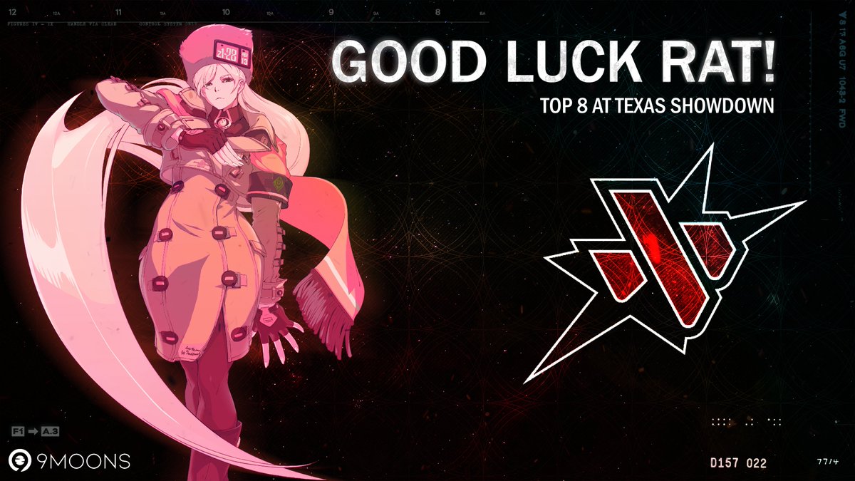 9Moonsgaming's tweet photo. Good luck @Ratty_Boii in Top 8 at #TexasShowdown!
Catch Rat's amazing Millia in action, today at 6pm EST on the official stream!
We will be cheering you on, Rat! 💪 #RATSWEEP 🐭 https://t.co/M7Qt1xx4Wk