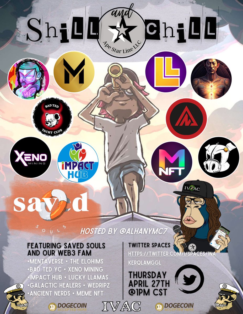 ☘️MISTY☘️ (@alhanymc7) on Twitter photo HUGE show this week!!
Join us April 27th for the latest Alpha!!
x.com/i/spaces/1nAKE…
With Special Guests
<a href="/SavedSoulsNFT/">🛟 Saved Souls 🛟</a> !!
<a href="/mentaversenft/">+Mentaverse nft's</a>
<a href="/theluckyllamas/">Lucky Llamas | MINT IS LIVE</a>
<a href="/ColorSkeemzNFT/">REP 1NE</a>
@TEDXXX69
<a href="/AncientNerdsDAO/">🔺 ANCIΞNT NΞRDS</a>
<a href="/FullyPickled/">Pickles | COO @ MemeNFT.com | Fullypickled.eth</a>
@wedripz
<a href="/GalacticHealers/">CryptoChad1980</a>
<a href="/XenoMining/">Xeno Mining</a>
<a href="/ImPaCtHuB_OFF/">ImPaCtHuB.NFT</a> HUGE show this week!!
Join us April 27th for the latest Alpha!!
x.com/i/spaces/1nAKE…
With Special Guests
<a href="/SavedSoulsNFT/">🛟 Saved Souls 🛟</a> !!
<a href="/mentaversenft/">+Mentaverse nft's</a>
<a href="/theluckyllamas/">Lucky Llamas | MINT IS LIVE</a>
<a href="/ColorSkeemzNFT/">REP 1NE</a>
@TEDXXX69
<a href="/AncientNerdsDAO/">🔺 ANCIΞNT NΞRDS</a>
<a href="/FullyPickled/">Pickles | COO @ MemeNFT.com | Fullypickled.eth</a>
@wedripz
<a href="/GalacticHealers/">CryptoChad1980</a>
<a href="/XenoMining/">Xeno Mining</a>
<a href="/ImPaCtHuB_OFF/">ImPaCtHuB.NFT</a>