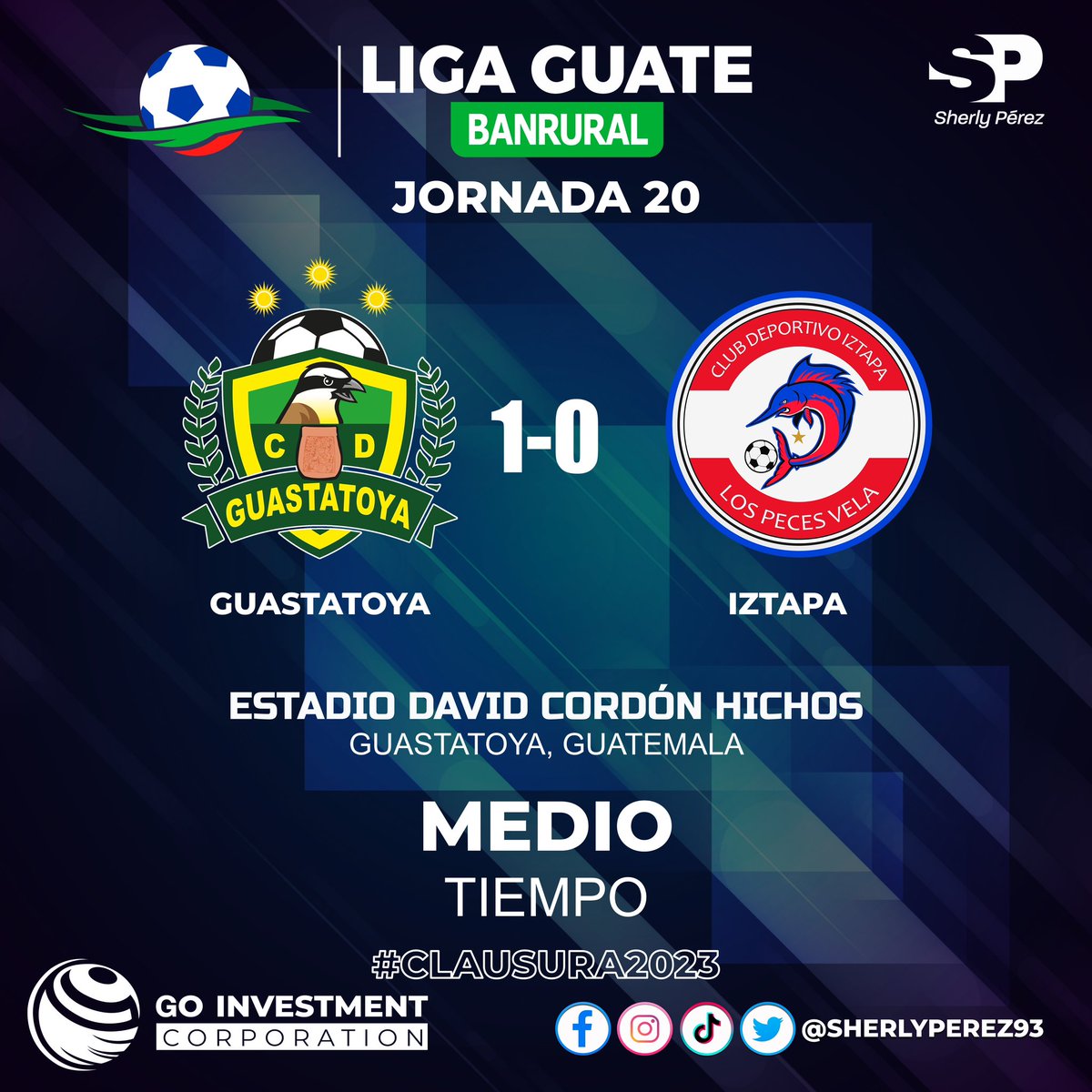 ‼️Medio tiempo‼️

🟡🟢Guastatoya 1-0 Iztapa 🐠

⚽️ Jonatan Morán

#Clausura2023