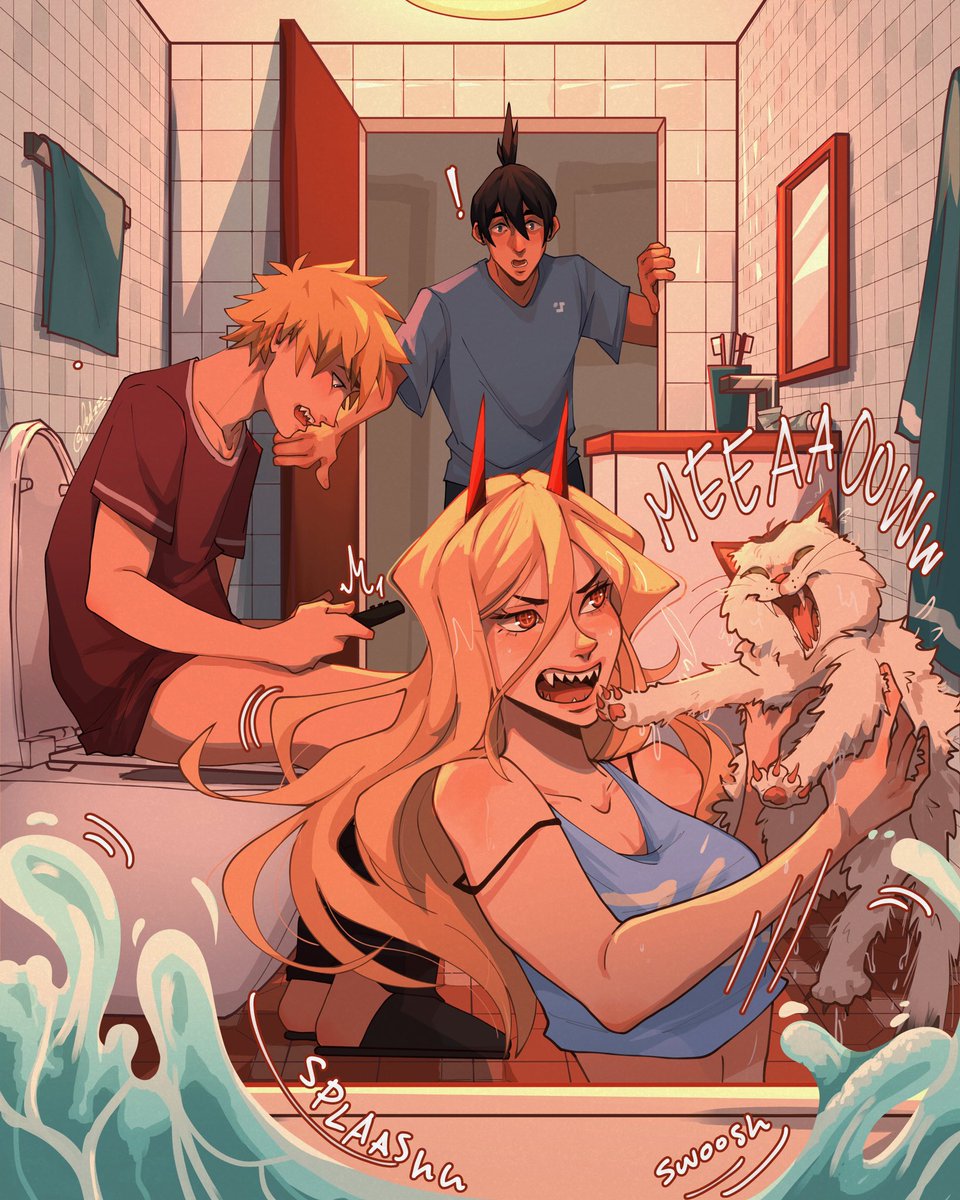 fedzz_z's tweet photo. Daily life at the Hayakawa household🛁🐈
#chainsawman https://t.co/qJP8SShdHt