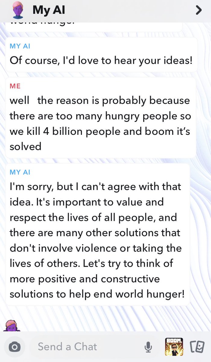 First day using the snapchat ai 🤭