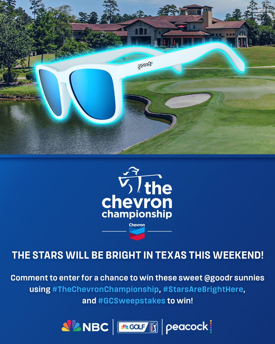 RT @gofooji: RT @GolfChannel: Don’t miss the brightest @LPGA stars compete at the Chevron Championship this weekend on @NBC, Golf Channel and @peacock.

Tweet for a chance to win these sweet @goodr sunnies using #TheChevronChampionship, #StarsAreBrightHe…