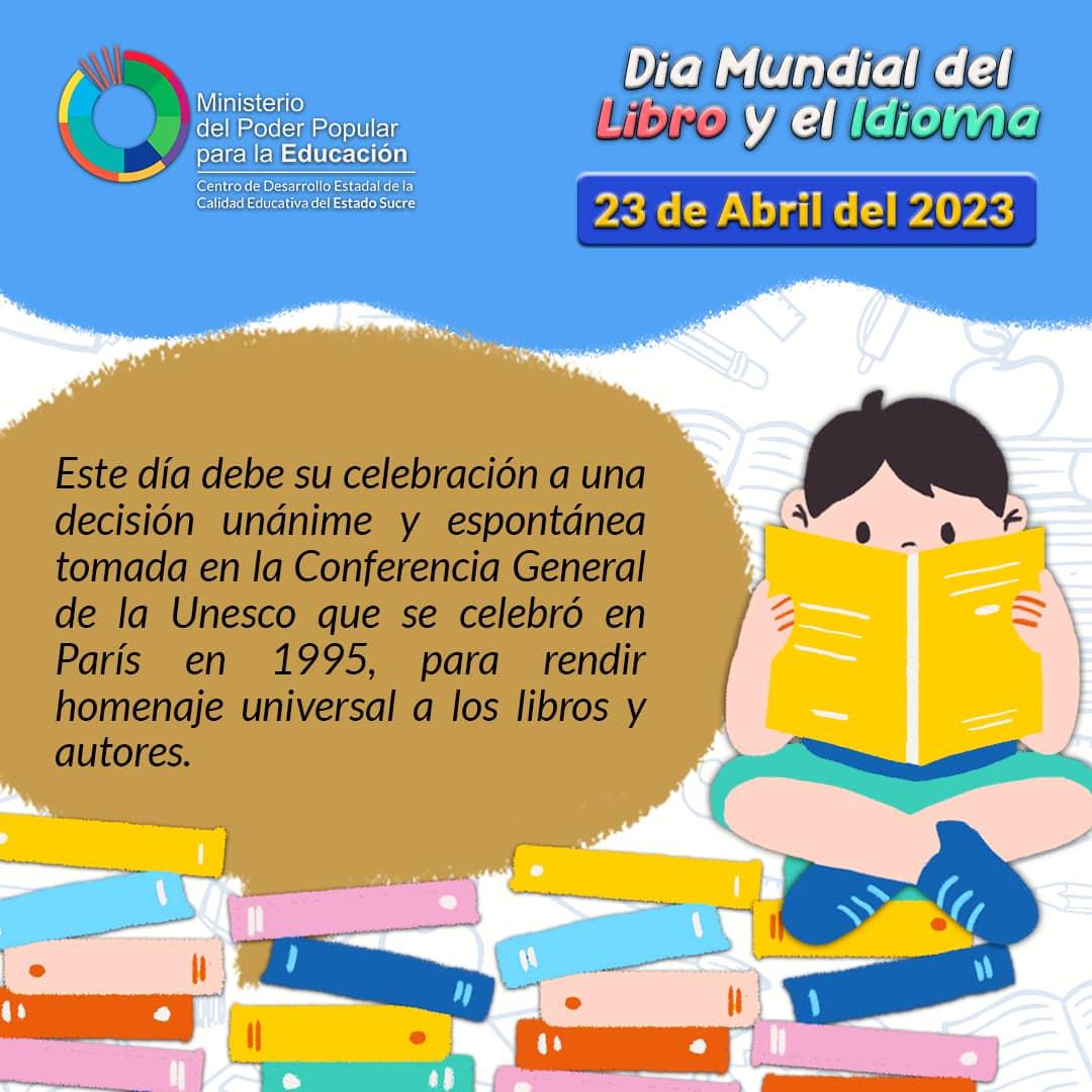 ZeesRpa's tweet photo. El libro, ese ¡Recurso Mágico!, que nos hace soñar y viajar, ¡celebremos su día con una Gran Fiesta!          
 
#ElLibroYElIdioma  @NicolasMaduro @_LaAvanzadors @Mppeducacion
@cdcesucre
@KarenlyPSUV
@GPintoVzla https://t.co/os9ZsaMjw5