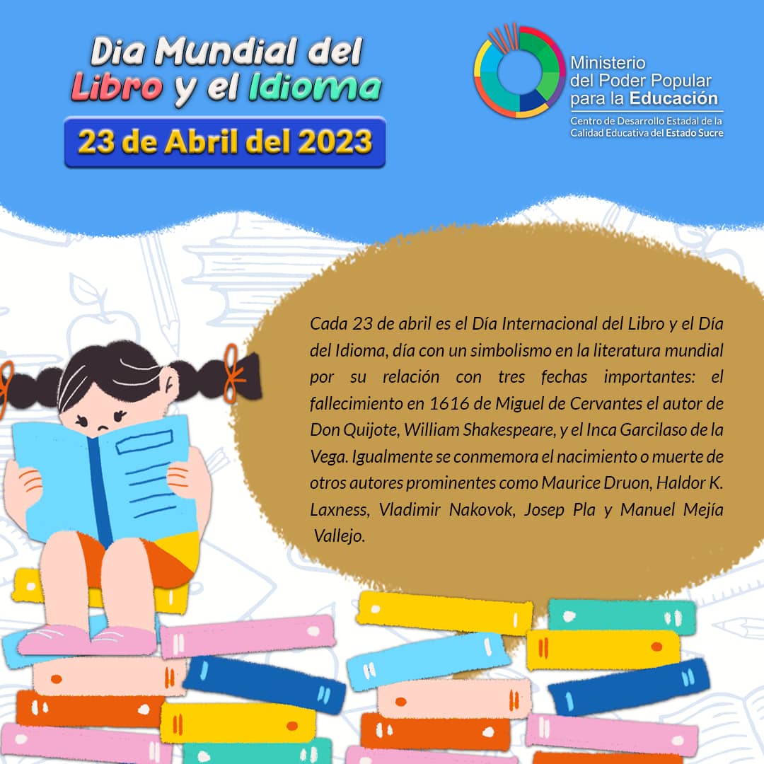 ZeesRpa's tweet photo. El libro, ese ¡Recurso Mágico!, que nos hace soñar y viajar, ¡celebremos su día con una Gran Fiesta!          
 
#ElLibroYElIdioma  @NicolasMaduro @_LaAvanzadors @Mppeducacion
@cdcesucre
@KarenlyPSUV
@GPintoVzla https://t.co/os9ZsaMjw5