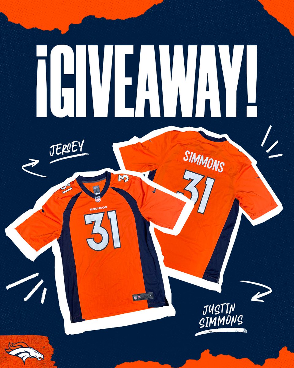 BroncosEspanol's tweet photo. ¿Quieres ganar este jersey de @jsimms1119?

Dale like a esta publicación, sigue nuestras cuentas y menciona las yardas totales que lanzó @snakestakes con los Broncos y los touchdowns por tierra que consiguió @Terrell_Davis en su carrera, incluyendo playoffs.

#BroncosCountry https://t.co/Jo84BWKxxP