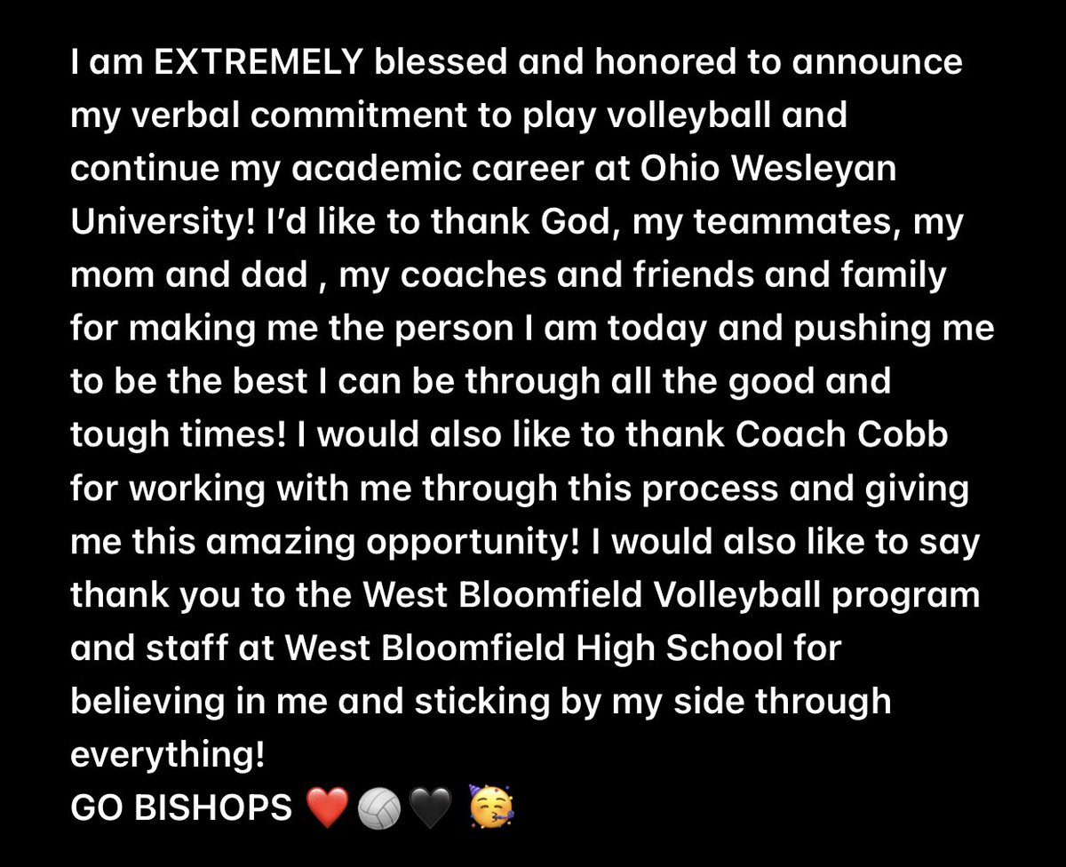 JordanneShannon's tweet photo. Beyond excited! GO BISHOPS❤️🏐🖤 https://t.co/6YBLfbdGM3