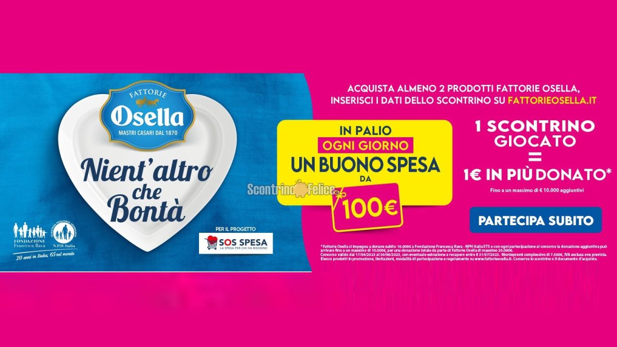 Scontividilo's tweet image. Concorso Osella “Nient’altro che bontà”: in palio ogni giorno un buono spesa da 100 euro! su Sconti Condivisi - sconticondivisi.it/?p=428304 #BUONI-SPESA #Concorsi-A-Premi