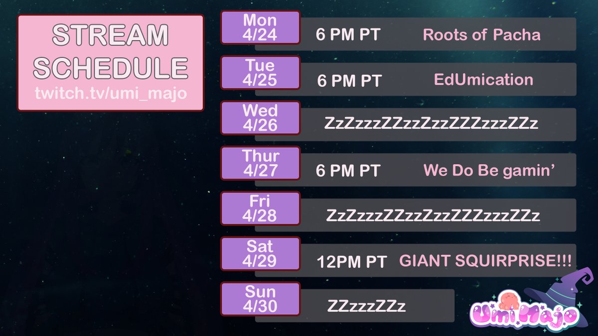 umi_majo's tweet photo. My 4-day schedules are starting but that doesn't mean it won't be JAM PACKED with awesomeness!
An early look at @rootsofpacha, new #EdUmication chapter, & something GIANT on Saturday! 👀
🔴 Twitch https://t.co/SmTSyo0tOU
🗨️Discord https://t.co/H8VSX6k7UC
Learn more 👇 https://t.co/mfKdHCJVPt