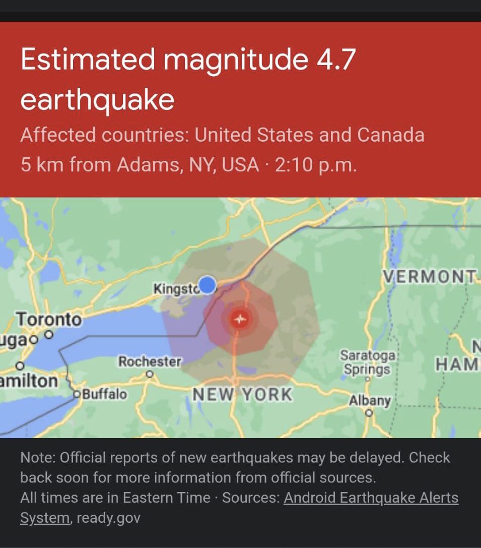 Several residents in the Kingston area reported feeling the shaking.