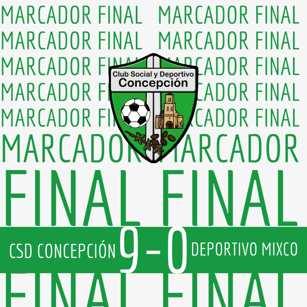 csd_concepcion's tweet photo. Marcador Final 
CSD Concepción 9️⃣ (Yeimi Abad x3, Emy Mejía x2, Dulce Maria Santos Lucas x2, Rosa Samayoa, Pineda Linda.
Deportivo Mixco 0️⃣
#DaleAlbiVerde https://t.co/AumVE0yjqI