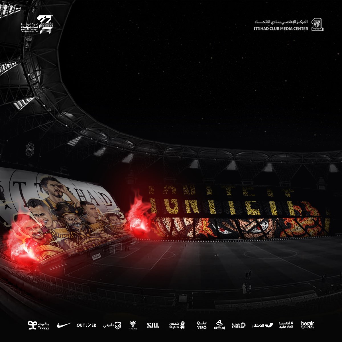 0nePieceNews_'s tweet photo. Tifo spécial One Piece du club de foot "Al Ittihad" ! #ONEPIECE https://t.co/epquyooXos