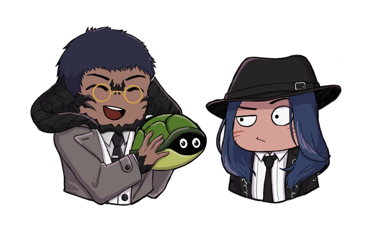 snowtea94's tweet photo. FFXIV friend commissioned this for the Miqo'te's bday. I'm not very good at drawing chibis but hopefully it's cute enough. I have no idea what the deal is with the turtle, heh. https://t.co/1pTBPt0jjW