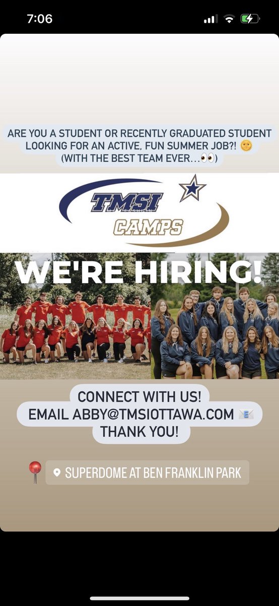 Calling all students looking for an active, fun summer sports camp counsellor position for our upcoming season! Please email abby@tmsiottawa.com
Thank you!
