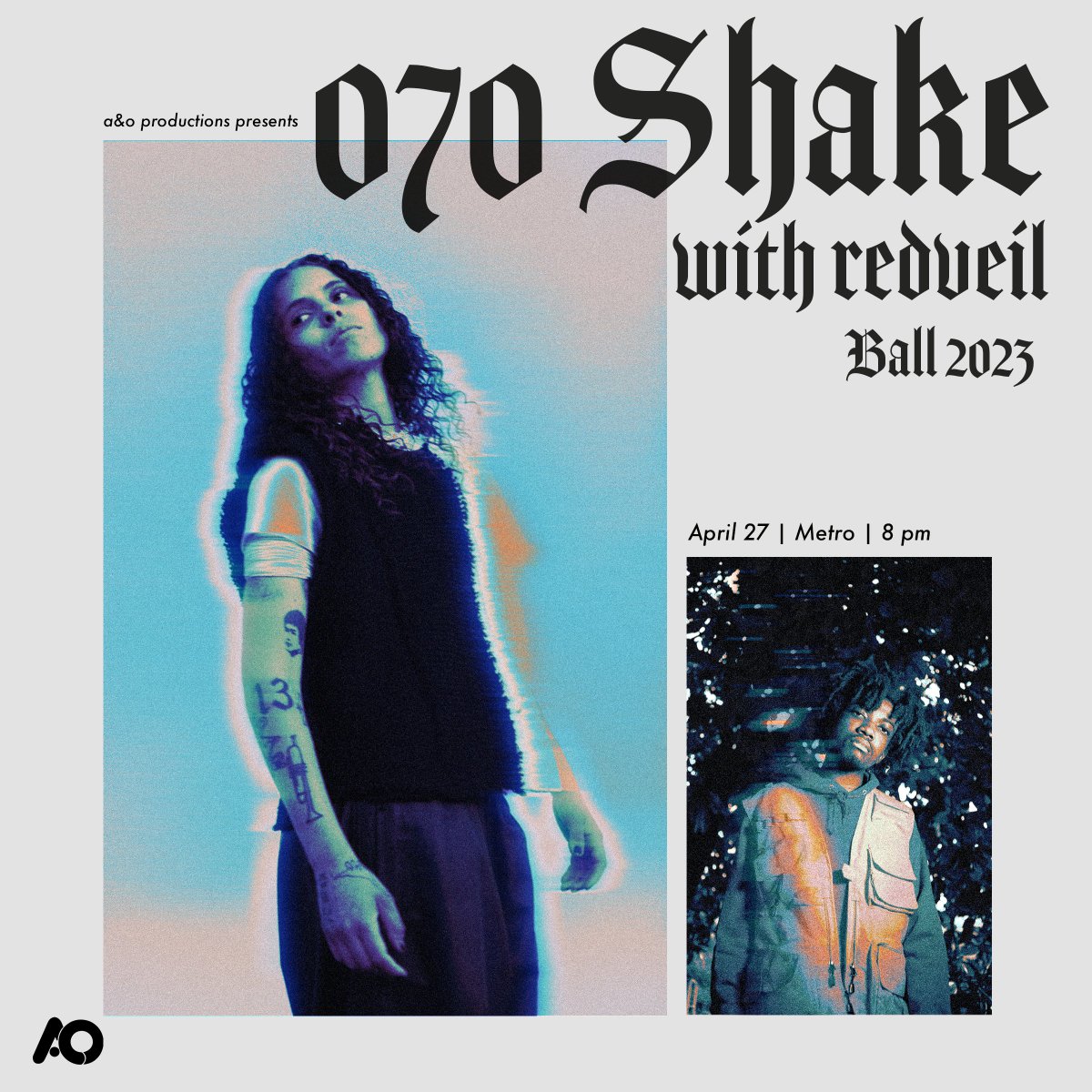 A&amp;O is proud to announce BALL 2023 artist…070 SHAKE with opener REDVEIL!! See you there this THURSDAY (4/27) at 8PM @ METRO!! FREE TICKETS go live tomorrow at 3PM. Link in our bio.
