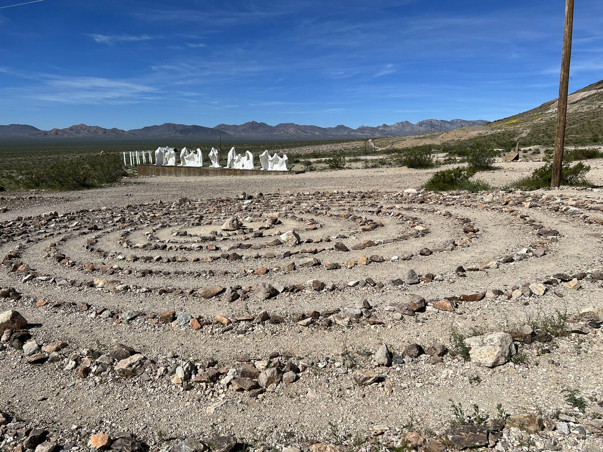 Walking a Labyrinth in a desert #ghosttown Rhyolite N.V.