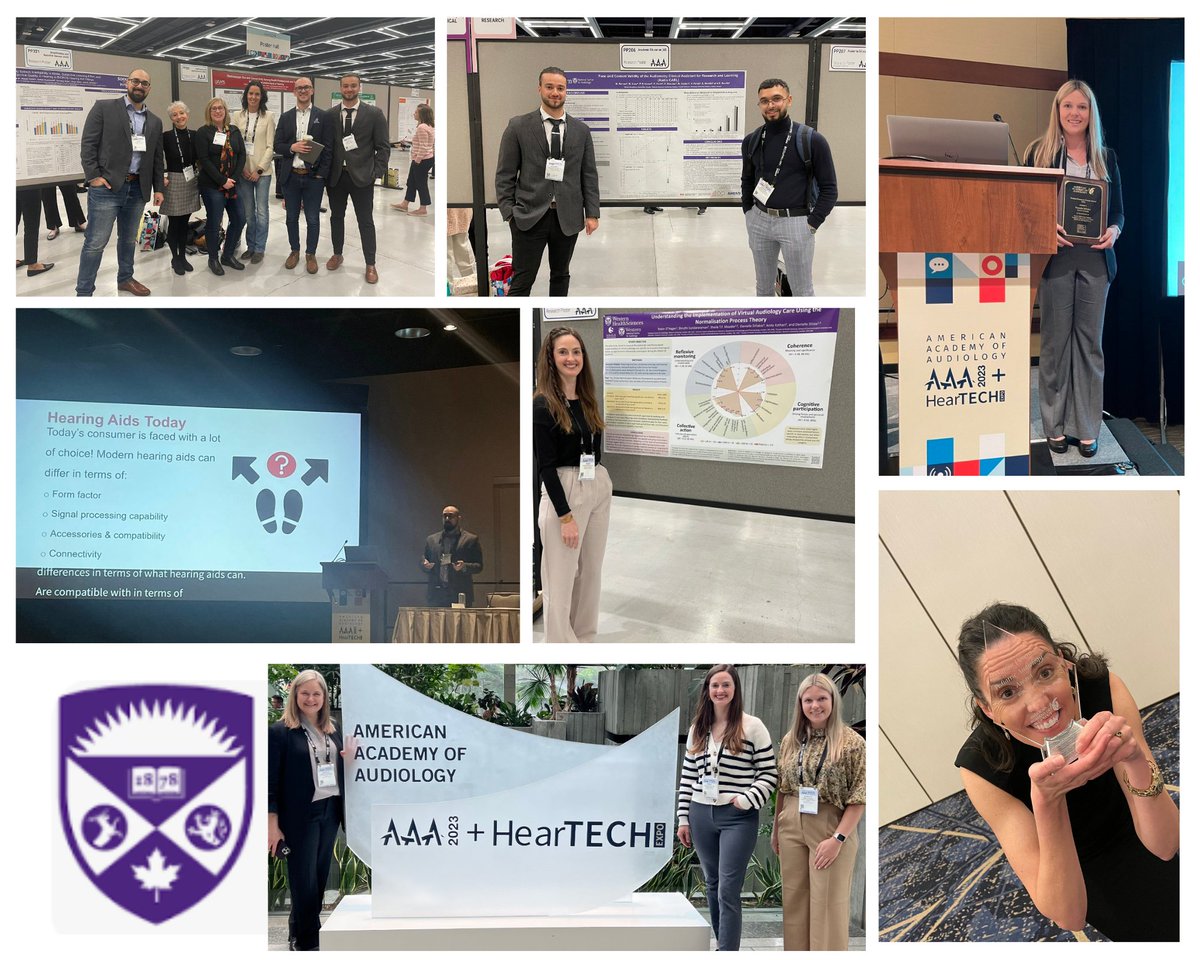 Very productive #AAAconf23 for the NCA with 7 talks, 4 posters, and 2 awards. Great work everyone. <a href="/MarleneBagatto/">Marlene Bagatto</a> <a href="/danielle_difab/">Danielle DiFabio</a> <a href="/PFolkeard/">Paula Folkeard</a> <a href="/DanielleGlista/">Danielle Glista, PhD</a>  <a href="/rlohagan/">Robin O</a> <a href="/mohamedrahme/">Mohamed Rahme</a> <a href="/hasanksaleh/">Hasan Saleh</a> @SusanScollie <a href="/westernuFHS/">Western Health Sciences</a>  #audpeeps #seattle