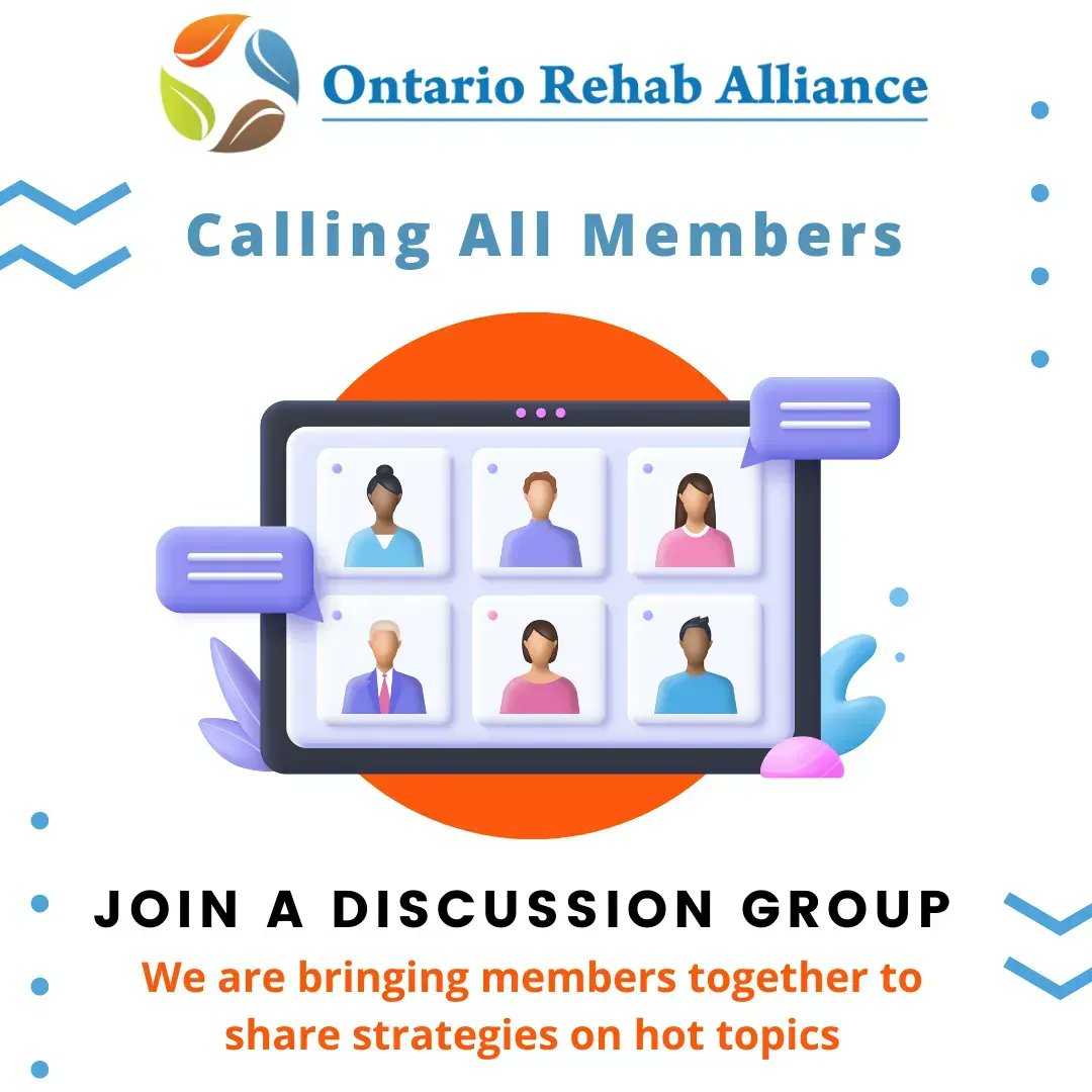 ORA Members - have you check your inbox recently?   We have 3 discussion groups running on topics we know interest all!  Missed an Eblast? Log into your account  - ontariorehaballiance.com - Head to the MEMBERS menu & click on MEMBERS ONLY EBLAST ARCHIVE.
#ontario #rehabtherapy