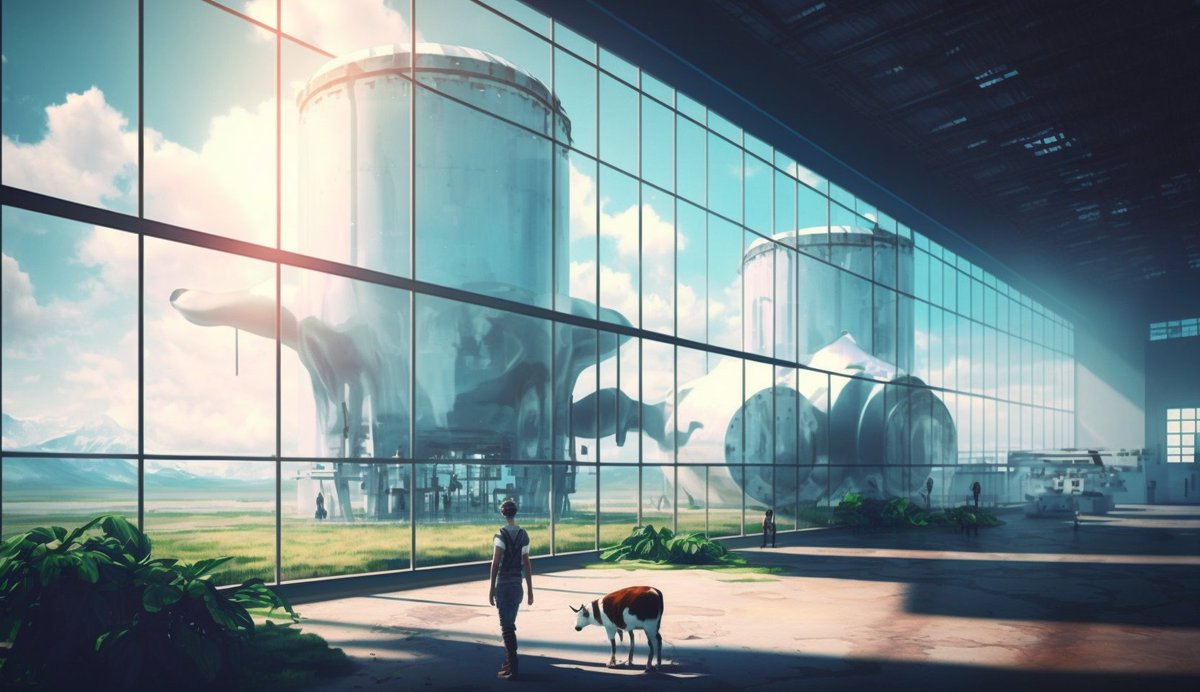This is a future I long for: You and your pet family cow, watching giant fermentation tanks out in the field brewing food for the people, in pure serenity.