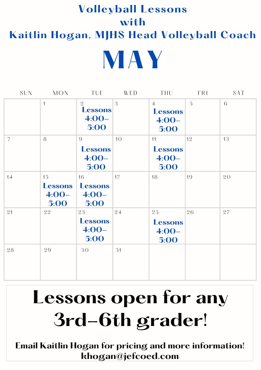 JORDANVBALL1's tweet photo. April lessons went great! 😊🏐We are excited to offer lessons for the month of May!! Check out our calendar for May, and contact Coach Hogan for pricing information and to sign up! https://t.co/TCMAf3f1tn