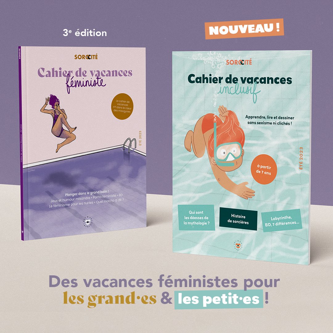 La troisième édition de notre cahier de vacances féministe débarque partout en France le 17 mai ! 
Avec une nouveauté de taille : cette année, ce n'est pas 1, mais 2 cahiers qui vous attendent en librairie ! 
Un pour les grand·es, un pour les petit·es :)