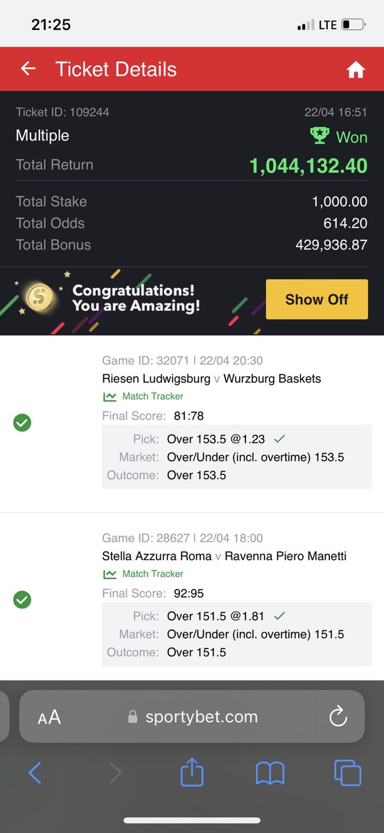 toolzmorathy1's tweet photo. Congrats to me :) I will try mega odds next weekend https://t.co/vK3n3FnZl0