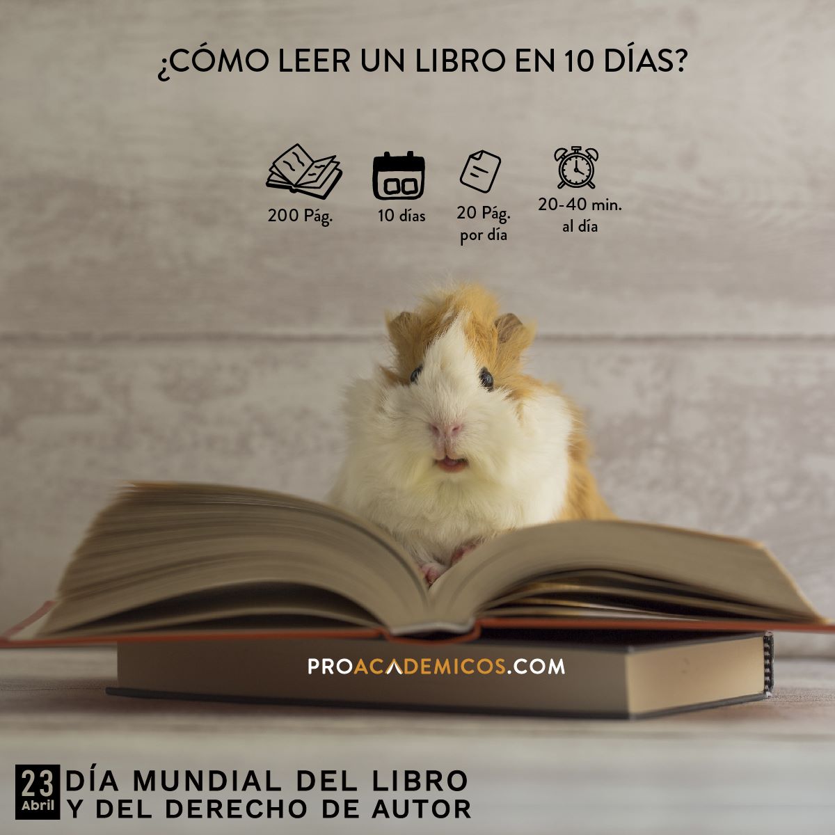 proacademicos's tweet photo. ¡Hoy es el Día del Libro! En PROACADEMICOS queremos fomentar la lectura y la educación continua. ¿Te gustaría leer un libro de 200 páginas en solo 10 días?

¡Es posible! te compartimos algunos tips para lograrlo 👇En los comentarios https://t.co/WSP9zKQyZ6