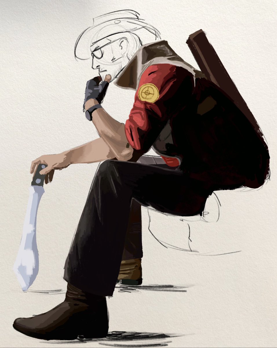 ravenkroftt's tweet image. unfinished sniper TF2 painting based on a really amazing cosplay! maybe one day i’ll finish him