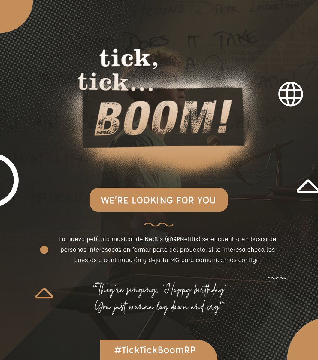 TickTickBoomRP's tweet image. #TickTickBoomRP 💥 — Film | 𝗡𝗲𝘁𝗳𝗹𝗶𝘅

Nos encontramos en la b͟ú͟s͟q͟u͟e͟d͟a͟ de personas interesadas en formar parte de este nuevo proyecto, solo dale al [♡] y te estaremos mandando mensaje pronto.