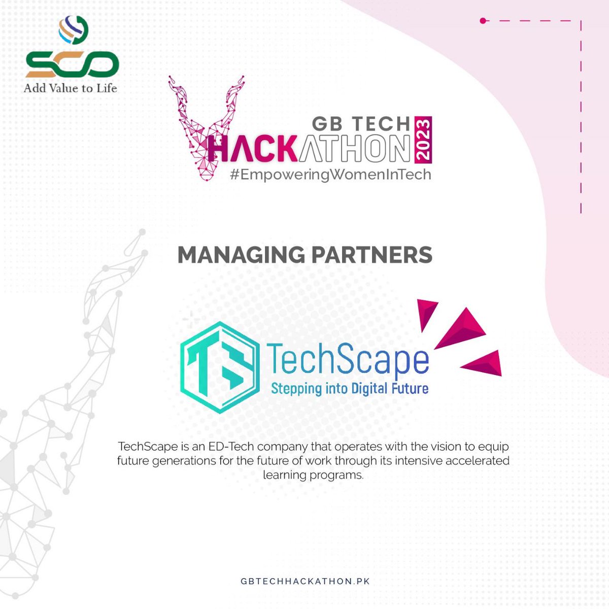 hq_sco's tweet photo. SCO proudly presents the GB Tech Hackathon 2023 as this year we're focusing on empowering women in tech! Other managing partners are #SheDev #uconnect #TechScape #IdeoMatrix #AlphaLogix #GBTechHackathon2023 #WomenInTech #Collaboration #empowerment #scom #spaisa #sfiber #gb #ajk https://t.co/G0yB2Fqy9L