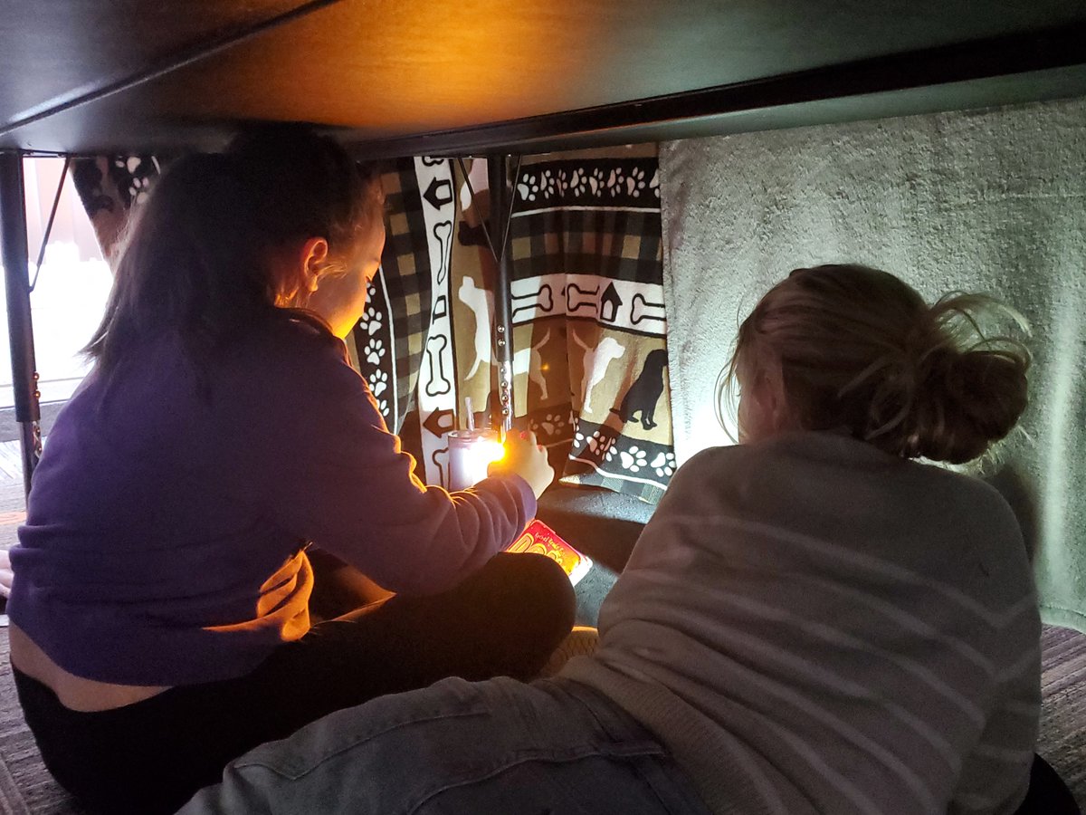 After a long week of state testing, students in Ms. Andersen and Mrs. McCormick's class enjoyed building blanket forts and reading their books with flashlights for IDR.