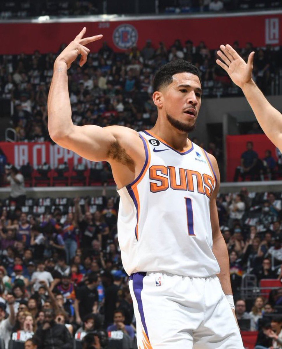 AndrewLeezus's tweet photo. One of these players is averaging 34.8 PPG in the playoffs on 57-44-86 splits. 

The other is averaging 22 PPG on 43-30-66 splits. 

Both awesome players but please for Donovan’s sake never say he’s better than Book. https://t.co/sg73F4D1Nm