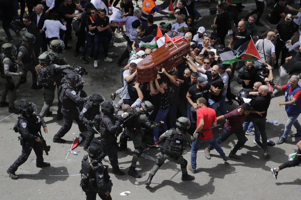 Israeli police attack against the funeral of AmericanPalestinian tv journalist Shereen Abu Aqleh won the individual World Press photo award for 2023