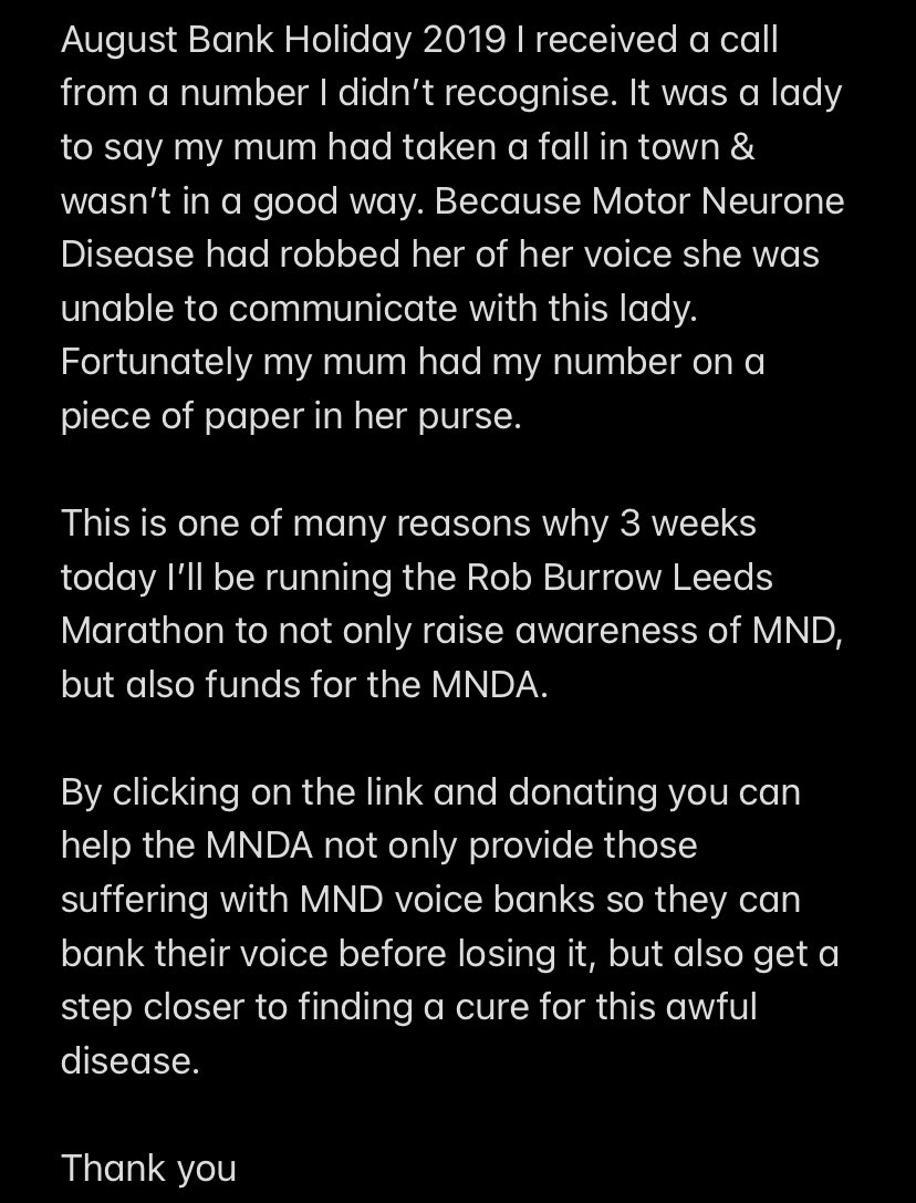 jcarstensen_84's tweet photo. @runforall 
@mndassoc 

https://t.co/W0KSbuRYR6

#mnd #mnda #motorneuronedisease #motorneuronediseaseassociation #runforrob #leedsmarathon #kevinsinfield #als #lougehrigsdisease #robburrow #marathon #marathontraining #runforamum #leedsmarathon2023 #runforamatewithamate https://t.co/MF6vWEIPoI