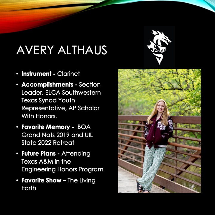 rrbandboosters's tweet photo. Senior Spotlight! On behalf of the entire Dragon Band community, thank you for everything you've contributed to our program Avery! We all wish you the best of luck! Always be a 🐉!
#gorockband #gorockguard #alwaysbeadragon #seniors2023 https://t.co/7V5ionreXS