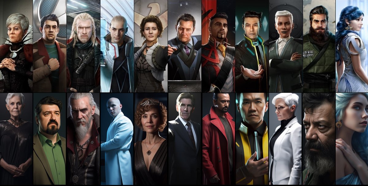 doom_wz's tweet photo. I wanted to try out Midjourney and after messing around I decided to re-create all Powerplay leaders from Elite:Dangerous, making them look as close to reality as possible. 
Results are impressive!  

Link to full resolution images: https://t.co/nEdCBnWURu

#EliteDangerous #ED https://t.co/821HlKzA4u