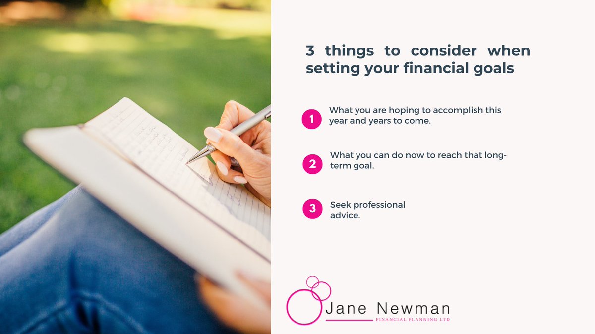 When setting your financial goals it is sensible to consider the following:

- What you are hoping to accomplish this year and years to come.
- What you can do now to reach that long-term goal.
- Seek professional advice.

The <a href="/janenewmanfp/">Jane Newman</a> team can help.

#WorcestershireHour #Ad