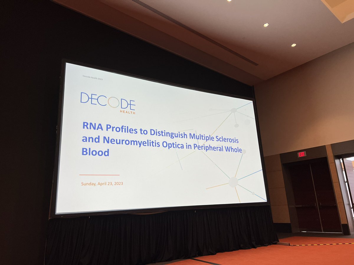 decodehealthai's tweet photo. The Decode team is in #Boston for the American Academy of Neurology Annual Meeting. Today, we presented data from our #RNA #biomarker studies in #MS and #NMO alongside our collaborators @QuestDX. Multi-industry collaborations are key to advancing #precisionmedicine. #AANAM https://t.co/iwVcXv7Lm0