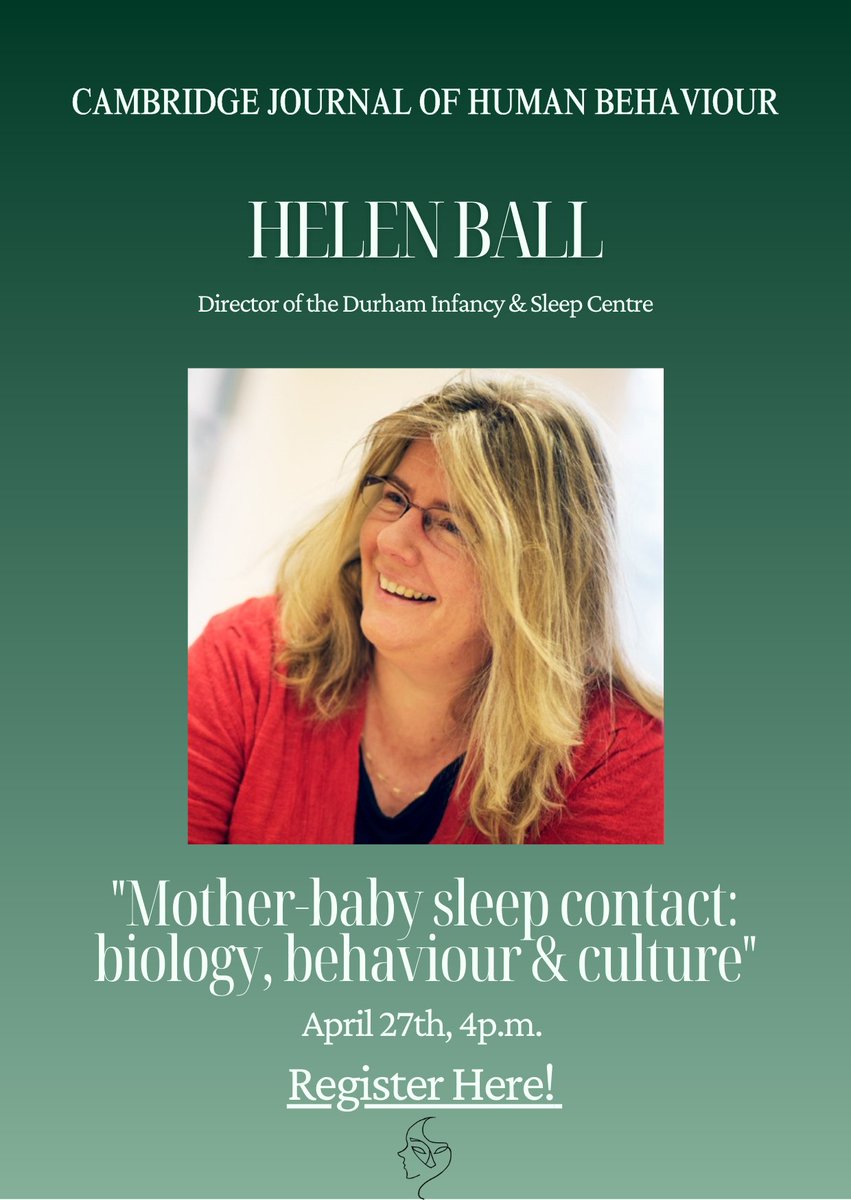 Cambridge Journal of Human Behaviour (@cjofhb) on Twitter photo Join us April 27th at 4p.m. for a lecture on "Mother-baby sleep contact" from Prof. Helen Ball! Register here: us06web.zoom.us/meeting/regist…
<a href="/Cambridge_Uni/">Cambridge University</a> <a href="/theUL/">Cambridge University Library</a> @HaddonLibrary <a href="/CambPsych/">Dept of Psychology</a> <a href="/SBSLibraries/">Cambridge Biological Sciences Libraries</a> <a href="/UCamArchaeology/">Cambridge Archaeology</a> <a href="/TheArcFieldClub/">The Archaeological Field Club</a> <a href="/CamBioAnthSoc/">Cambridge Uni Biological Anthropology Society</a> Join us April 27th at 4p.m. for a lecture on "Mother-baby sleep contact" from Prof. Helen Ball! Register here: us06web.zoom.us/meeting/regist…
<a href="/Cambridge_Uni/">Cambridge University</a> <a href="/theUL/">Cambridge University Library</a> @HaddonLibrary <a href="/CambPsych/">Dept of Psychology</a> <a href="/SBSLibraries/">Cambridge Biological Sciences Libraries</a> <a href="/UCamArchaeology/">Cambridge Archaeology</a> <a href="/TheArcFieldClub/">The Archaeological Field Club</a> <a href="/CamBioAnthSoc/">Cambridge Uni Biological Anthropology Society</a>