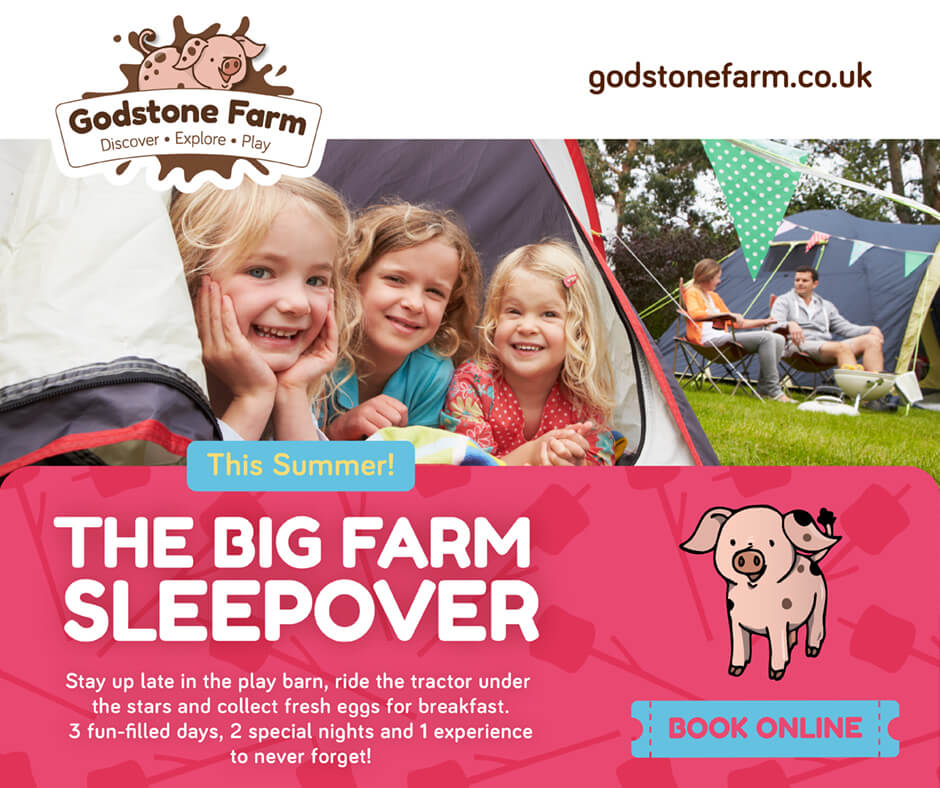 ABCMagazineUK's tweet photo. Children will love the thrill of camping at @godstonefarmuk this summer! The Big Farm Sleepover is a fantastic 2 nights/3 days of fun family time with a choice of dates in Aug. Enjoy a hassle free break including exclusive activities before the farm opens and after it closes. https://t.co/hWLSDfhpPj