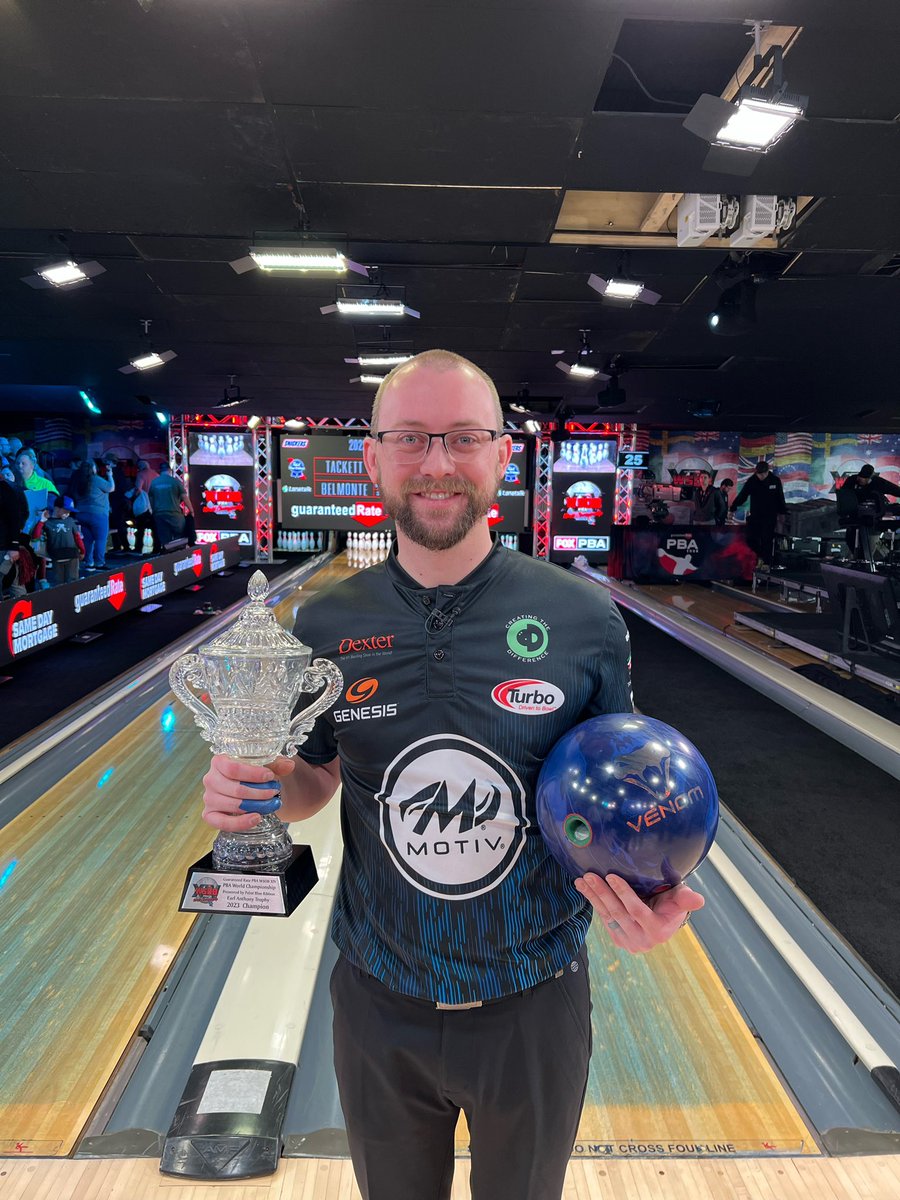 MotivBowling's tweet photo. 🏆🏆🏆🏆🏆
EJ Tackett wins the PBA World Championship!  @ejt300 has captured his 21st PBA title, 5th title of the season, and 2nd major victory of the season! #MOTIVNATION https://t.co/3weBTb3VR0