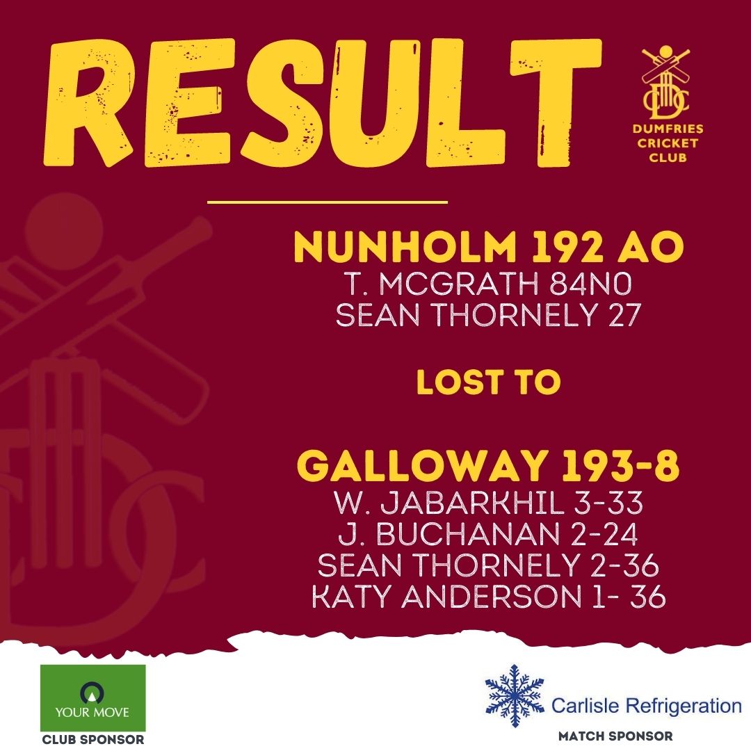 DumfriesCricket's tweet photo. 📰 Nunholm lost at Galloway by 2 wickets in a great pre-season match
🏏 Tommy 84no👏, Sean 27
🎯 Wahid 3 wickets, Jamie, Sean 2 each, Katy 1 wicket
🙏 Thank you to our match ball sponsor: https://t.co/a0jv7Ux6D1 https://t.co/Kvx8kzCzc5