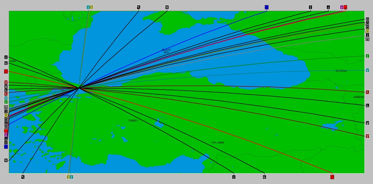 HulyaAtascioglu's tweet image. Gökyüzünde şu an ikizler burcundaki Venüs Ay kavuşumunun #astrokartografi'deki görünümü. Hellenistik #astroloji'de Ay tanrıça'nın evinde ve burada olmaktan sevinir. Ay #halkı simgeler, #muhalefeti gösterir aynı zamanda iyi duyguları, refahı temsil eder.