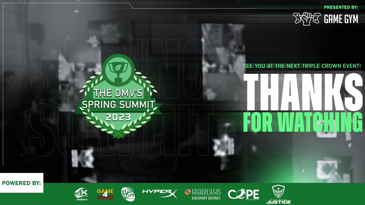 GameGymEsports's tweet photo. That's a wrap on #DMVSpringSummit23!
What an amazing event filled with unforgettable moments and heart-pounding collegiate esports!
Thank you to everyone who joined us over the course of the weekend and donated to our #ExtraLife campaign. We'll see you all at #DMVWinterGames23! https://t.co/G7ZCDD6Fsz