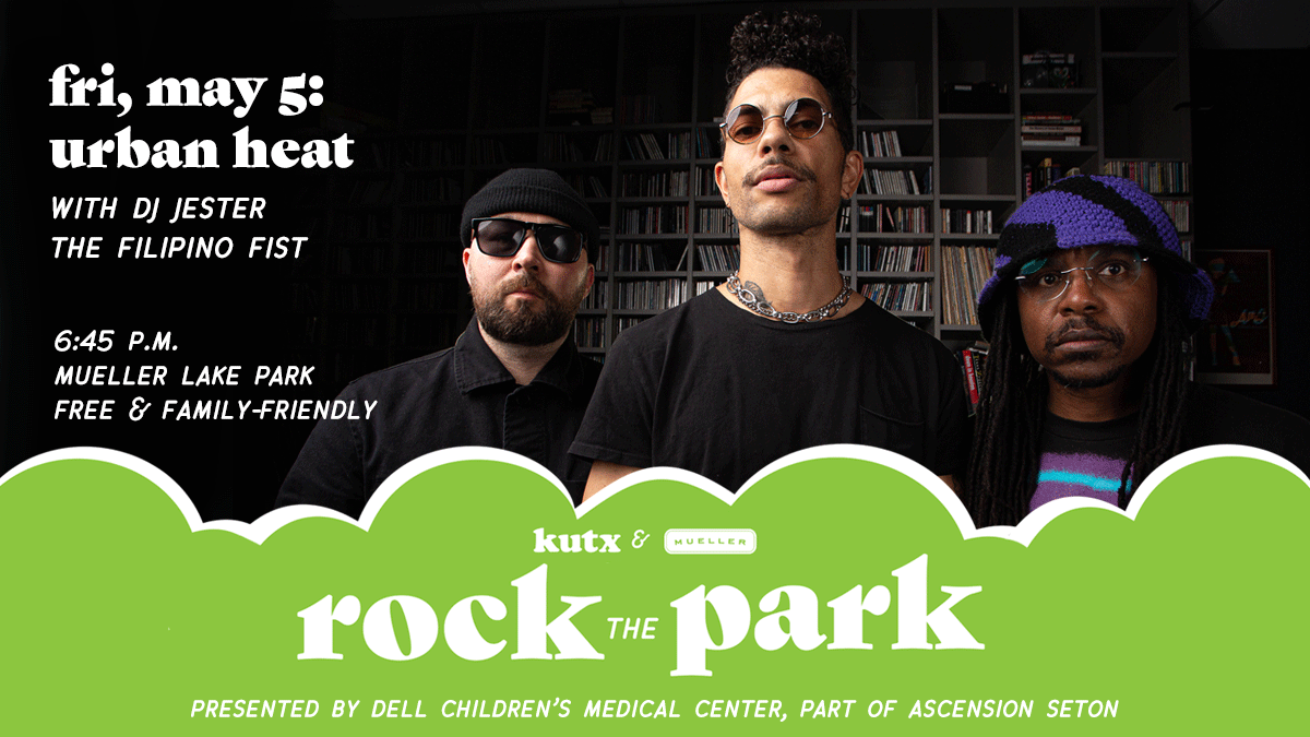 KUTX & @muelleraustin have another free, family-friendly Rock the Park show lined up --- come out Friday, May 5th for @urbanheatband and DJ Jester the @filipinofist! Presented by @dellchildrens, part of @AscensionSeton ✨ Get all the info kutx.org/rockthepark